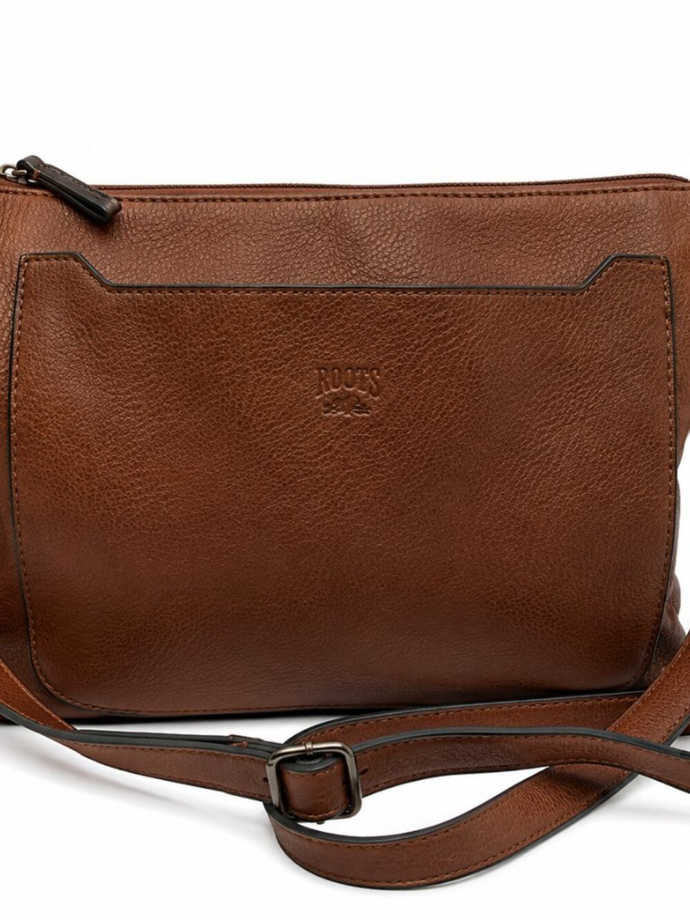 Roots Leather Crossbody Bag Cognac Brown